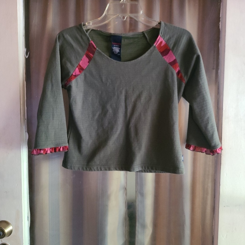 Tommy Hilfiger Green/pink camouflage crop top